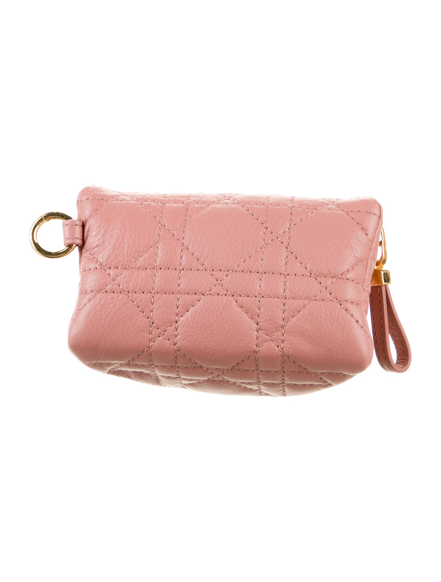 Christian Dior Caro Half-Moon Coin Pouch Quilted Pattern Wallet